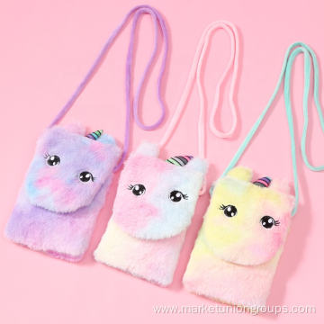 Children Portable Cute Design Daily Use Unicorn Plush Shoulder Bag For Girls